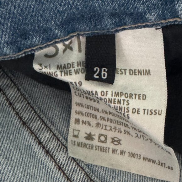 3x1 DIY Straight Jeans Raw Hem High Rise - Size 26 - Picture 5 of 6